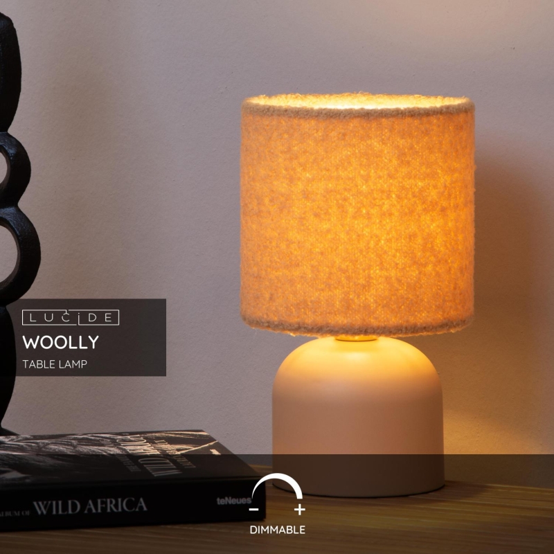 Lucide WOOLLY - Stolná lampa - Ø 16 cm - 1xE14 - Okrová žltá